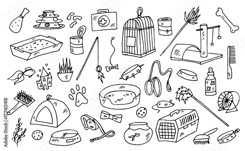 pet doodle vector pattern