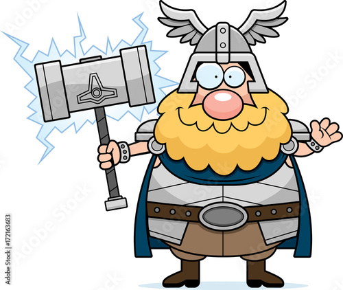 Cartoon Thor Waving