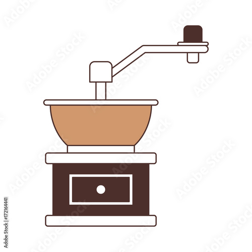 coffee grinding with crank silhouette color section on white background vector illustration