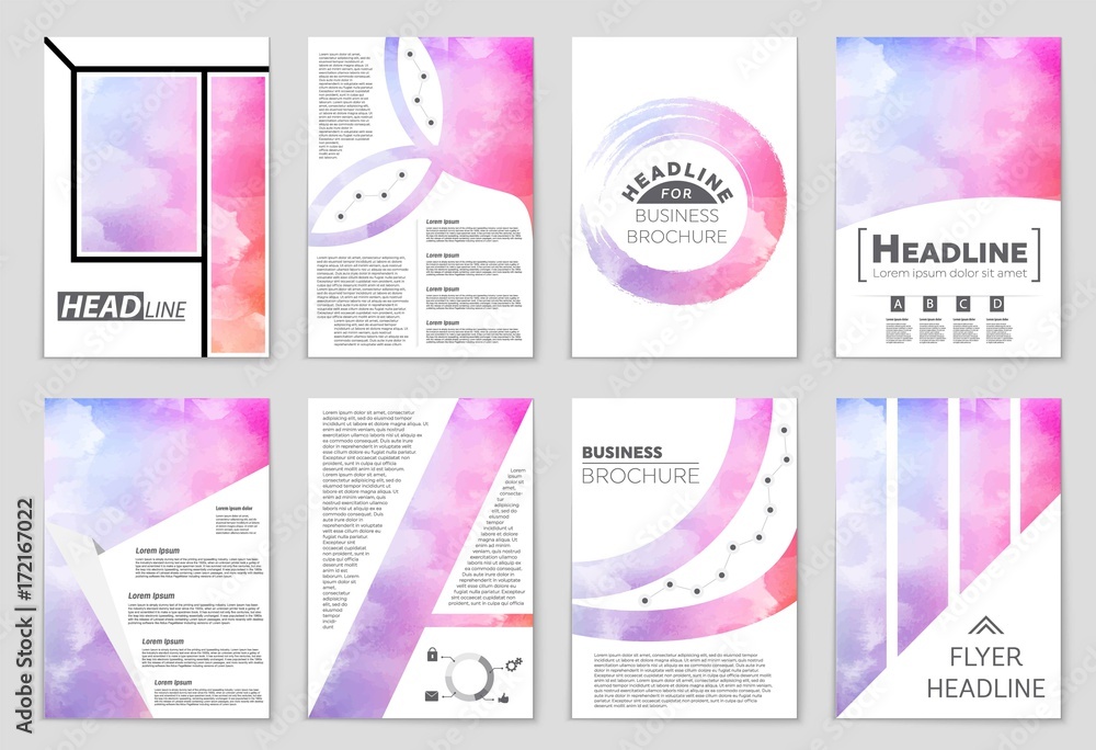 Fototapeta premium Abstract vector layout background set. For art template design, list, front page, mockup brochure theme style, banner, idea, cover, booklet, print, flyer, book, blank, card, ad, sign, sheet,, a4.