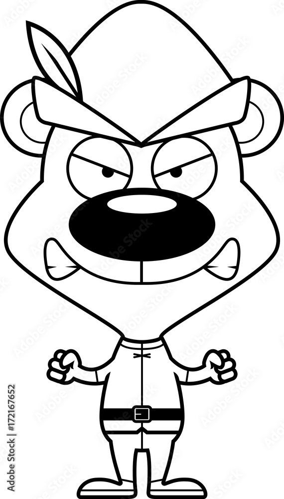 Fototapeta premium Cartoon Angry Robin Hood Bear
