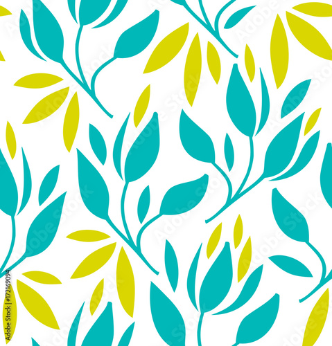 Seamless pattern with flowers and leaves. Vector vintage bright texture