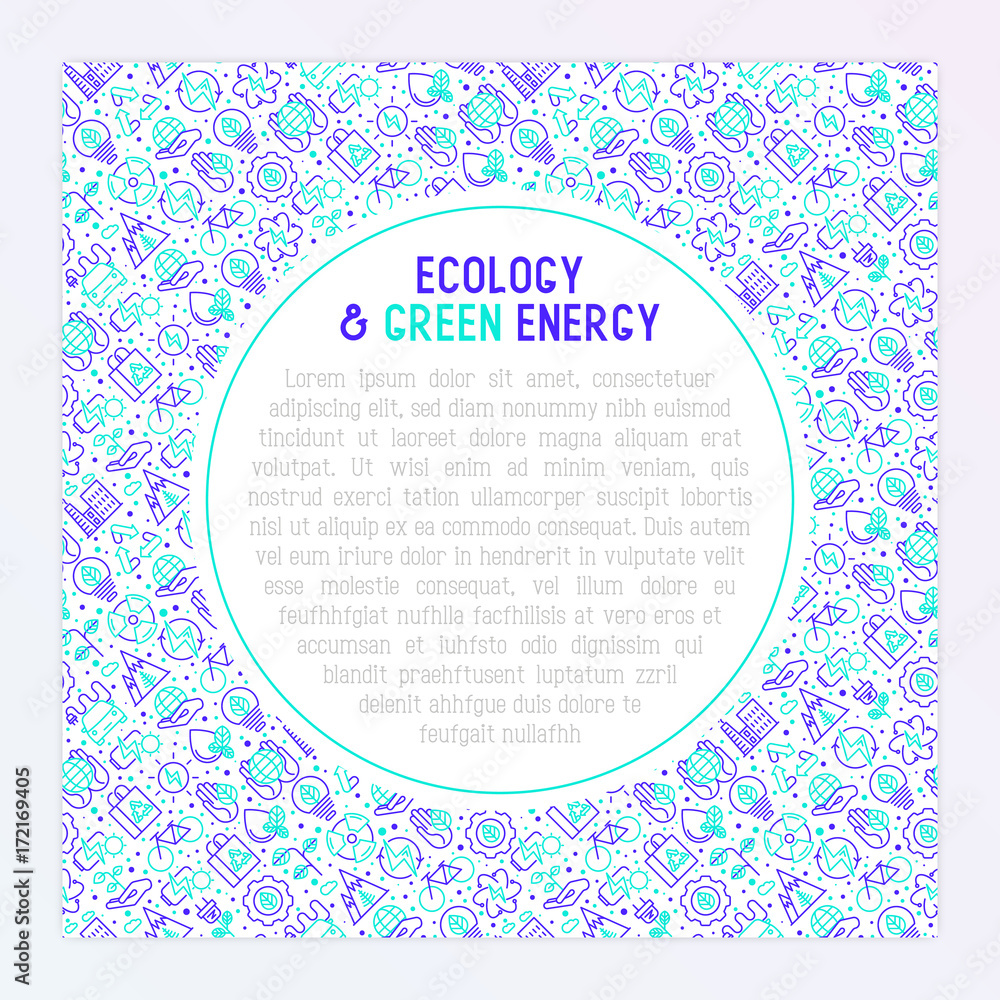 Ecology and green energy concept with thin line icons for environmental, recycling, renewable energy, nature. Vector illustration for banner, web page, print media. Ecology and green energy concept with thin line icons for environmental, recycling, renewable energy, nature. Vector illustration for banner, web page, print media.
