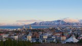 Overview of Reykjavik City and Esja Mountain Range in Iceland