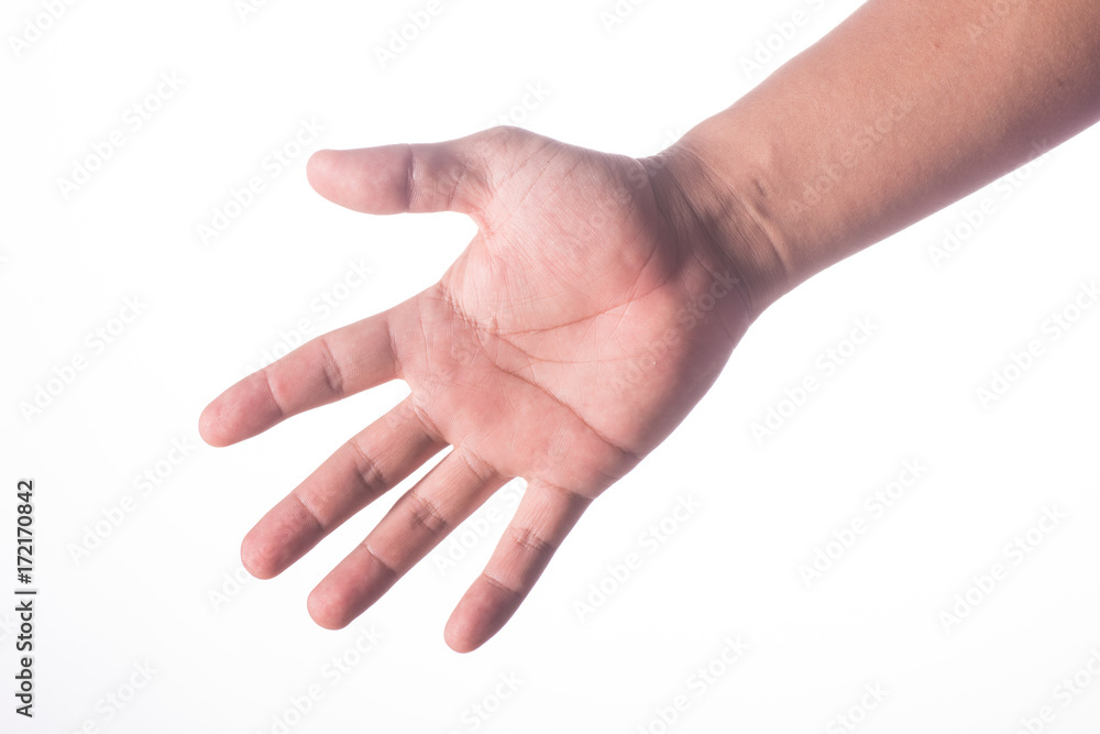 Man hand isolated on white background, clipping path