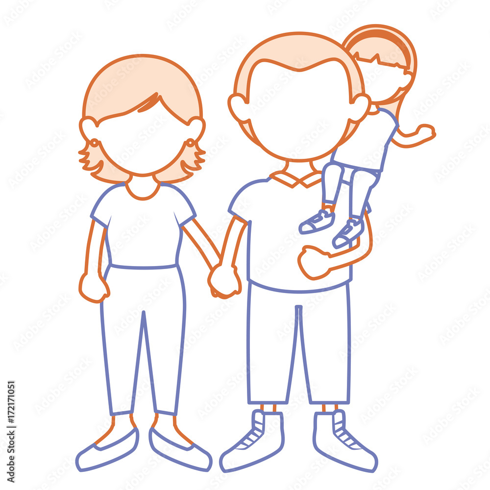 parent couple with daughter avatars characters parent couple with daughter avatars characters