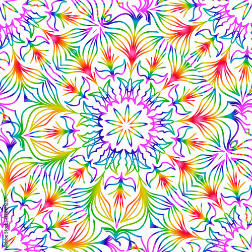 bright holiday seamless background with floral design. vector illustration. rainbow color
