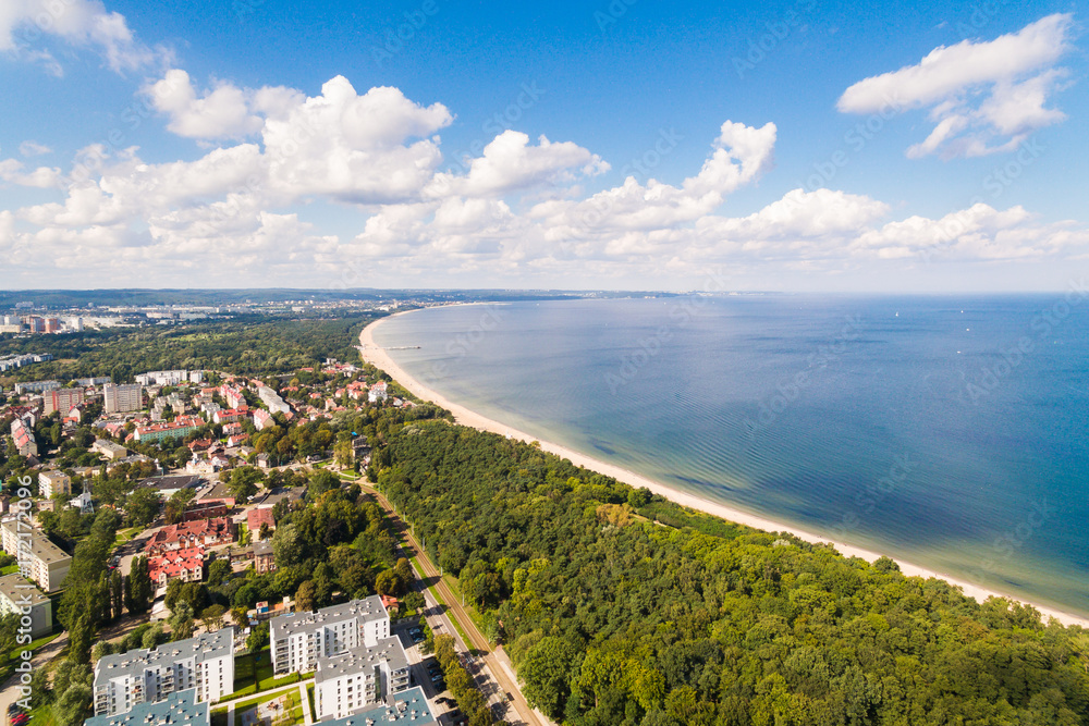 Obraz premium Plaża Gdańska, widok z góry