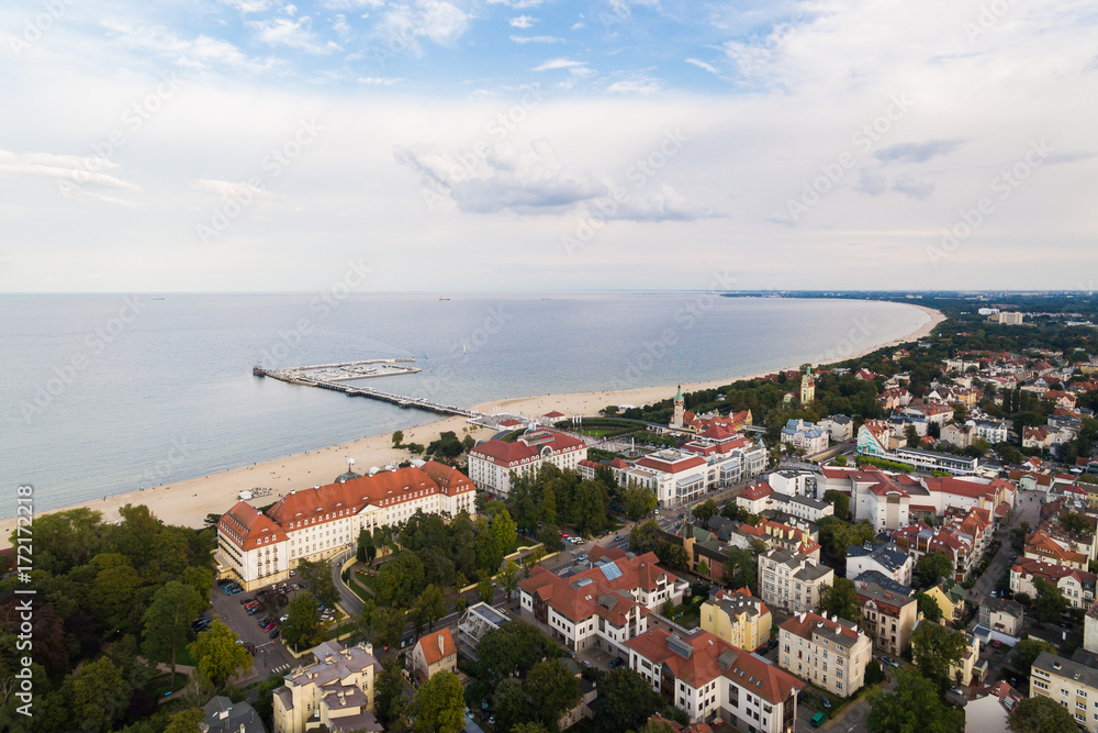 Naklejka premium Cityscape of Sopot, view from above