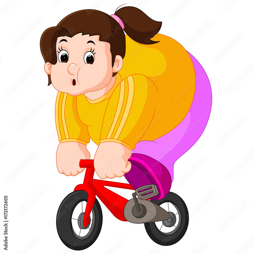 Overweight woman cylcing Overweight woman cylcing