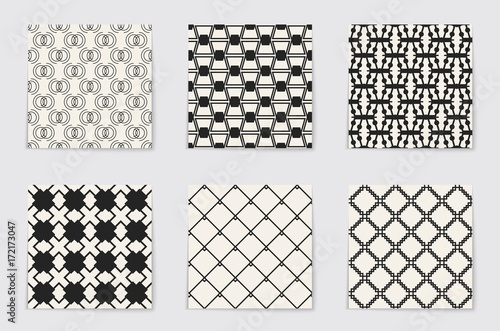 Abstract concept vector monochrome geometric pattern. Black and white minimal background. Creative illustration template. Seamless stylish texture. For wallpaper, surface, web design, textile, decor.