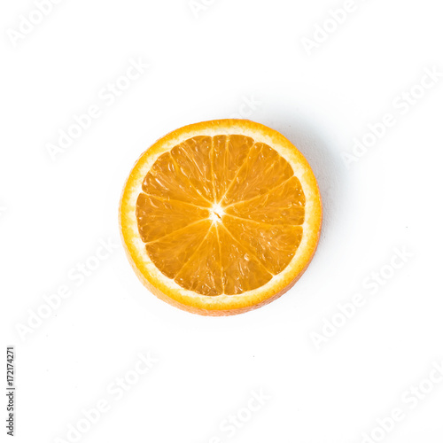 slice ripe orange citrus fruit isolated on white background
