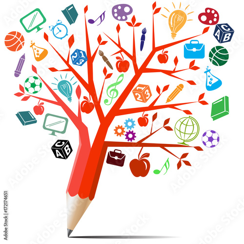 Red tree pencil with back to school concept