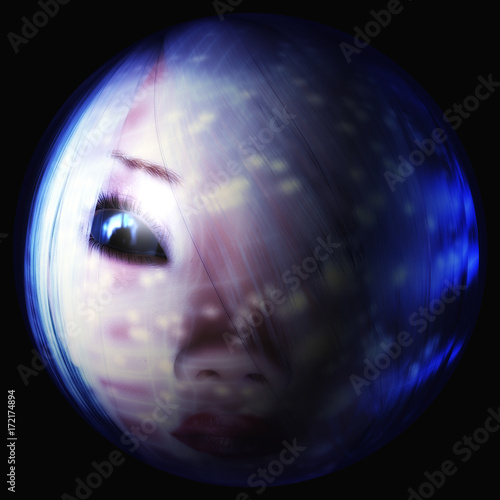 Digital 3D Illustration of a Female Face