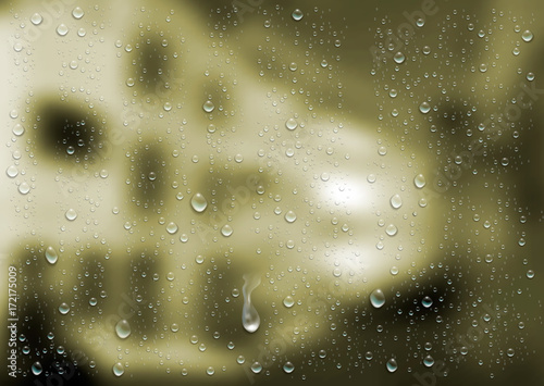 Realistic water droplets on the transparent window. Vector