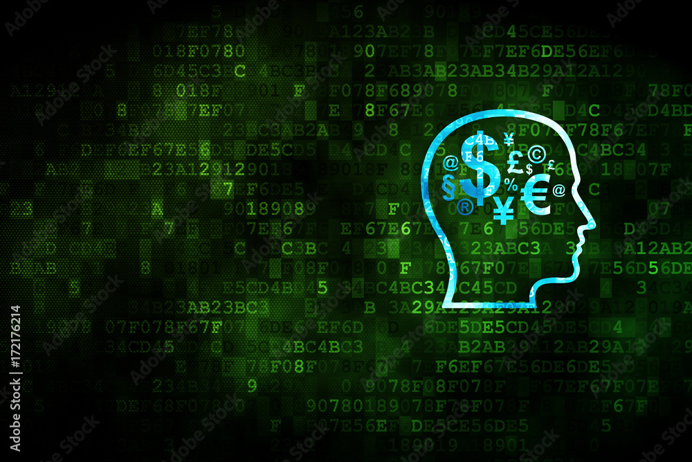 Advertising concept: Head With Finance Symbol on digital background Advertising concept: Head With Finance Symbol on digital background