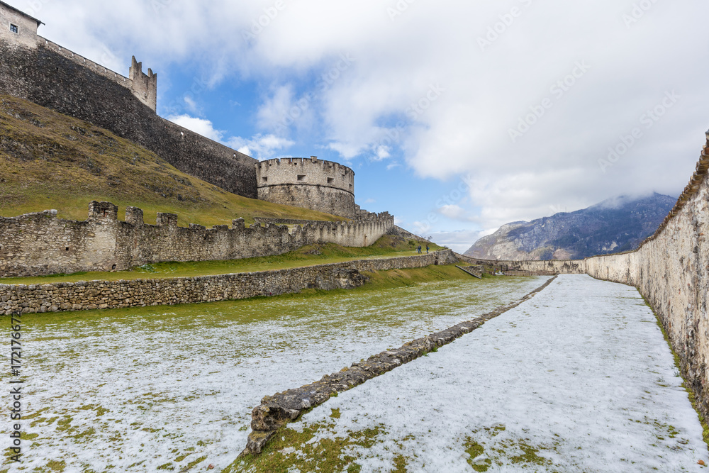 View of Castle Beseno, the largest feudal fortress all over the Trentino District, Italy View of Castle Beseno, the largest feudal fortress all over the Trentino District, Italy