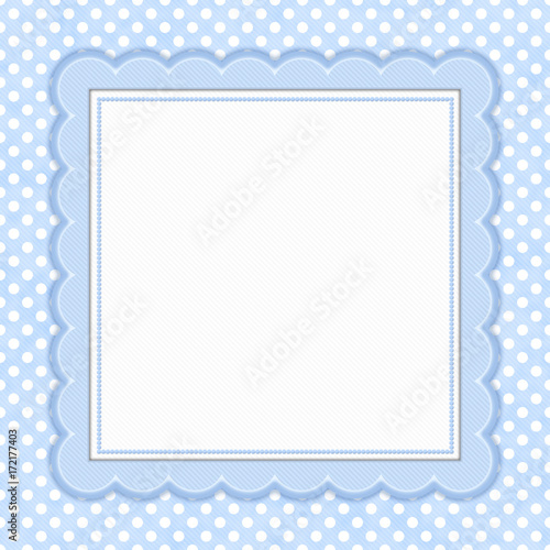 Blue and white polka dot square border with copy space