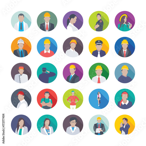Professions Flat Vector Icons Set 5