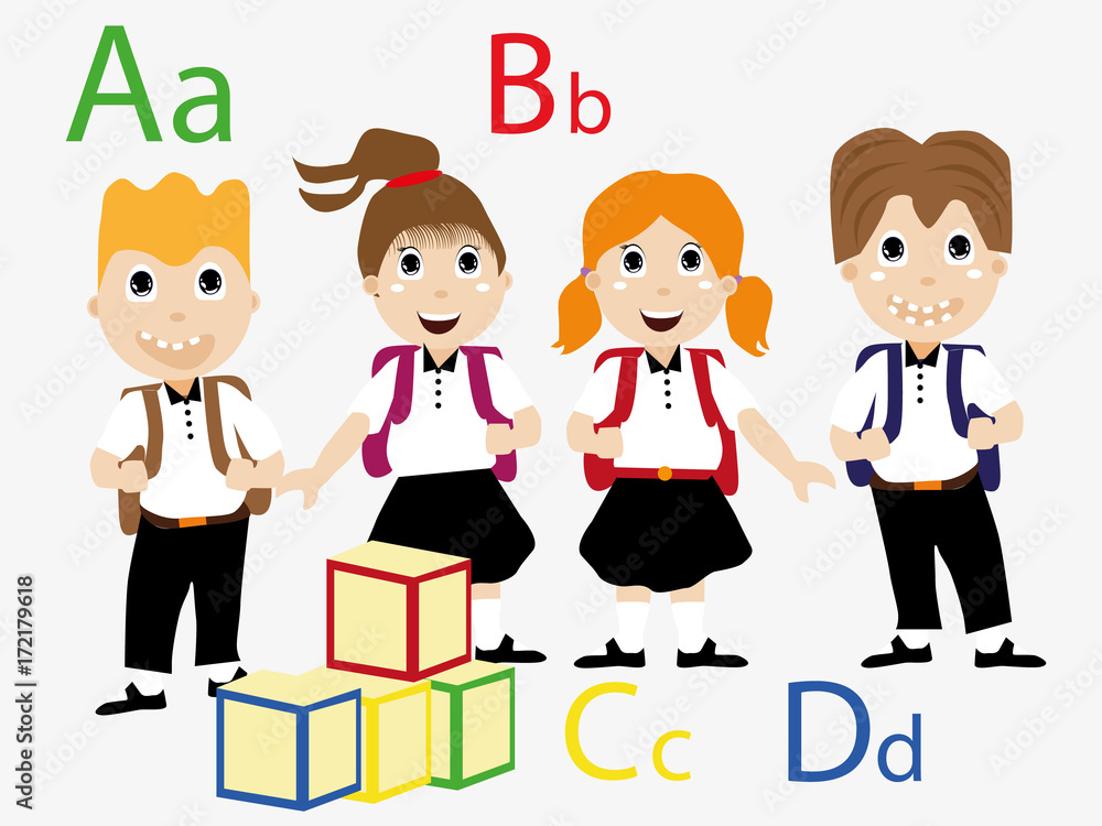 Children gather in school in costumes and with books. Children gather in school in costumes and with books.