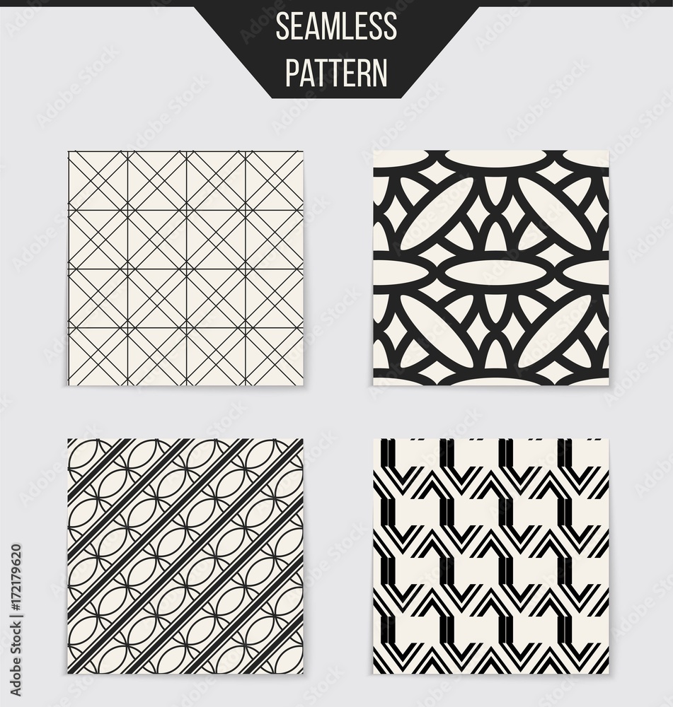 Fototapeta premium Abstract concept vector monochrome geometric pattern. Black and white minimal background. Creative illustration template. Seamless stylish texture. For wallpaper, surface, web design, textile, decor.