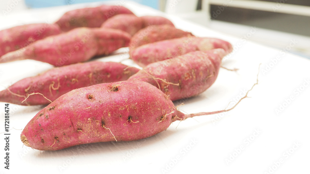 Purple Sweet Potato raw zoom in has copy space Purple Sweet Potato raw zoom in has copy space