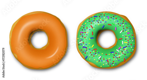 Donuts set isolated on a White Background with clipping path
