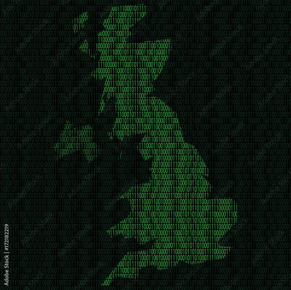 Fototapeta Silhouette of Great Britain from binary digits