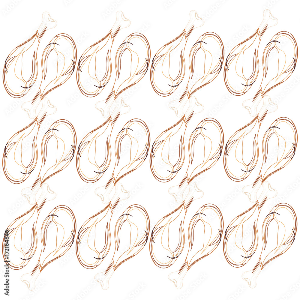 Fototapeta premium Roasted chicken leg repetition