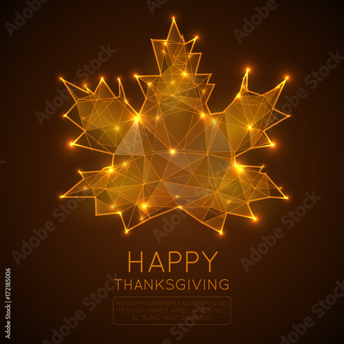 Happy thanksgiving day. Low poly Vector illustration.Abstract polygonal points