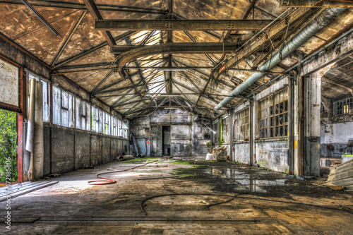 Dilapidated warehouse in an abandoned factory