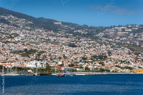 houses on the steep slopes of the city of Funchal, capital of the Portuguese island of Madeira