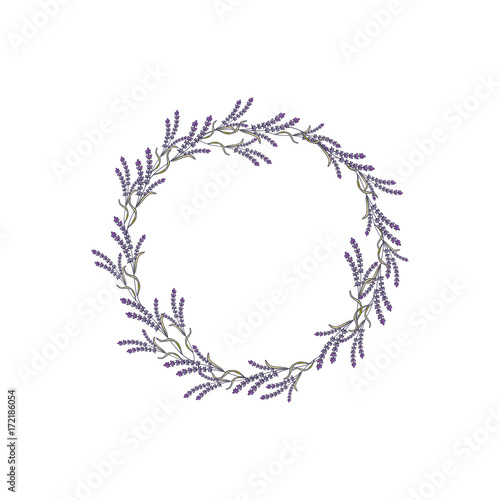 Wreath lavender template design. Vector illustration