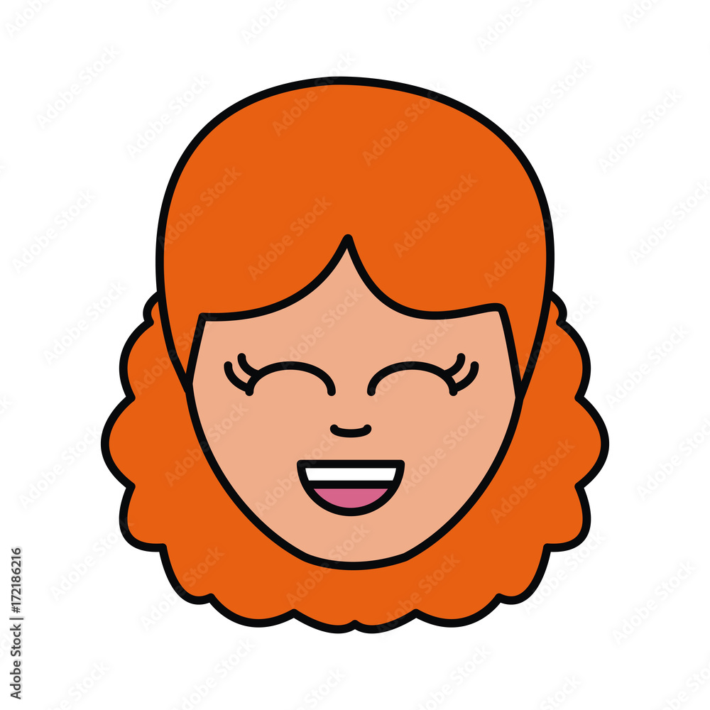 Fototapeta premium Woman smiling cartoon icon vector illustration graphic design