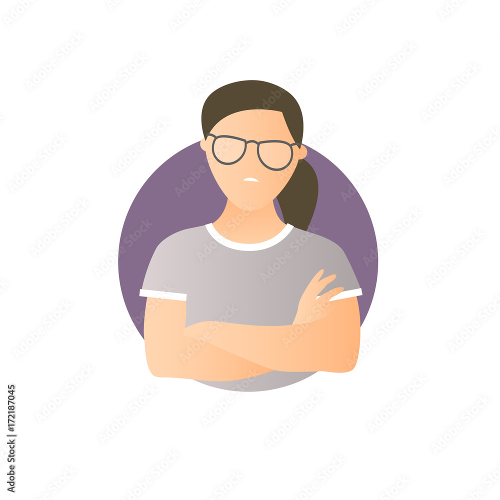 Proud, overproud woman, flat gradient vector icon Proud, overproud woman, flat gradient vector icon
