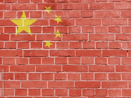 China Politics Concept: Chinese Flag Wall Background Texture