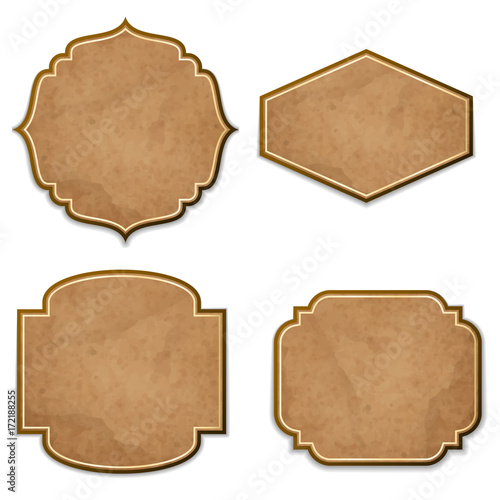 Set of leather realistic vintage vector labels