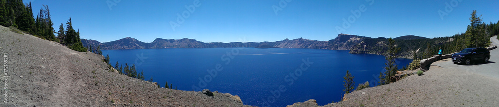 panorama of lake crater lake oregon