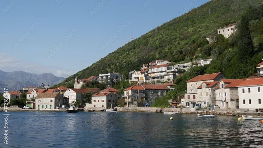 View from the ferry at Kotor Bay in Montenegro View from the ferry at Kotor Bay in Montenegro