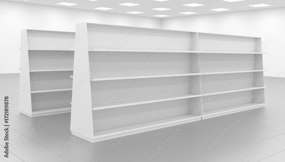 sketch, the concept of an empty store, store equipment, stacked shelves without goods , 3d render, 3d illustration sketch, the concept of an empty store, store equipment, stacked shelves without goods , 3d render, 3d illustration