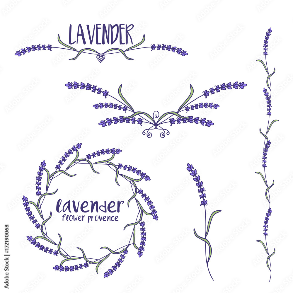 Set of template logo design of abstract icon lavender. Vector