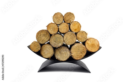 Birch firewoods stack isolated