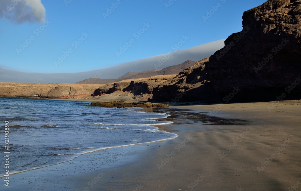 Beach in low tide, Las coloradas, Fuerteventura island