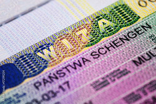 Macro photo of shengen visa