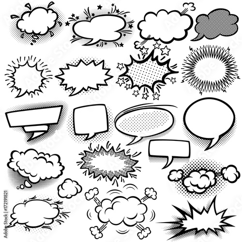 Set of empty comic bubbles