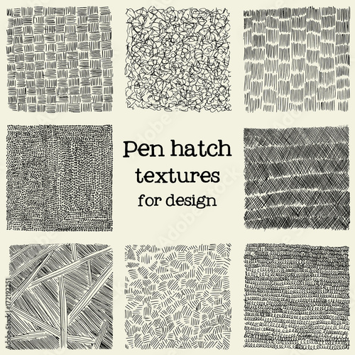 Pen hatch grunge textures set