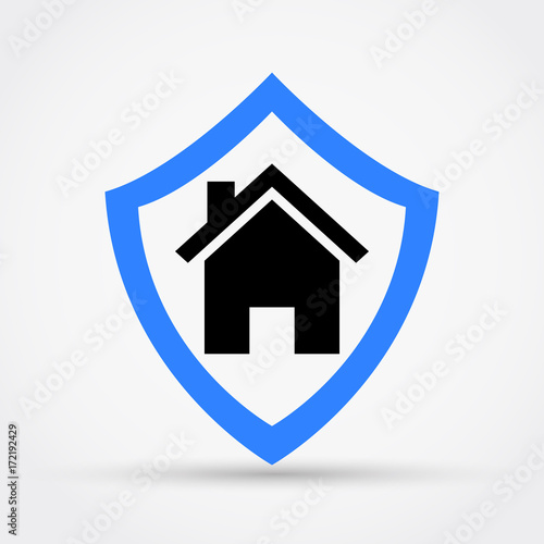 Shield and house, Insurance concept logo. photo