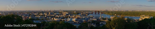 Panorama of the city at sunset