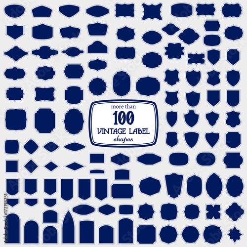 Set of more than 100 label shapes