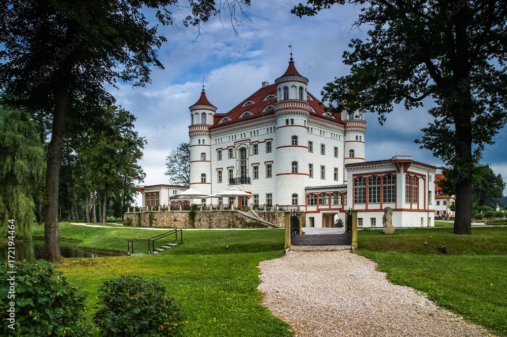 Beautiful palace in Wojanow village, Silesia, Poland